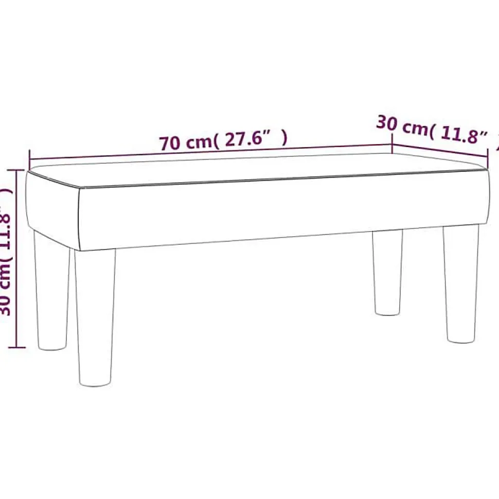 346624 vidaXL Banc Gris clair 70x30x30 cm Tissu