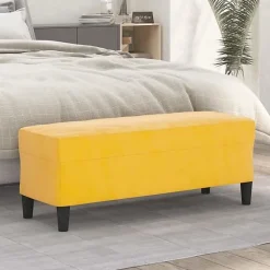 349427 vidaXL Banc Jaune 100x35x41 cm Velours
