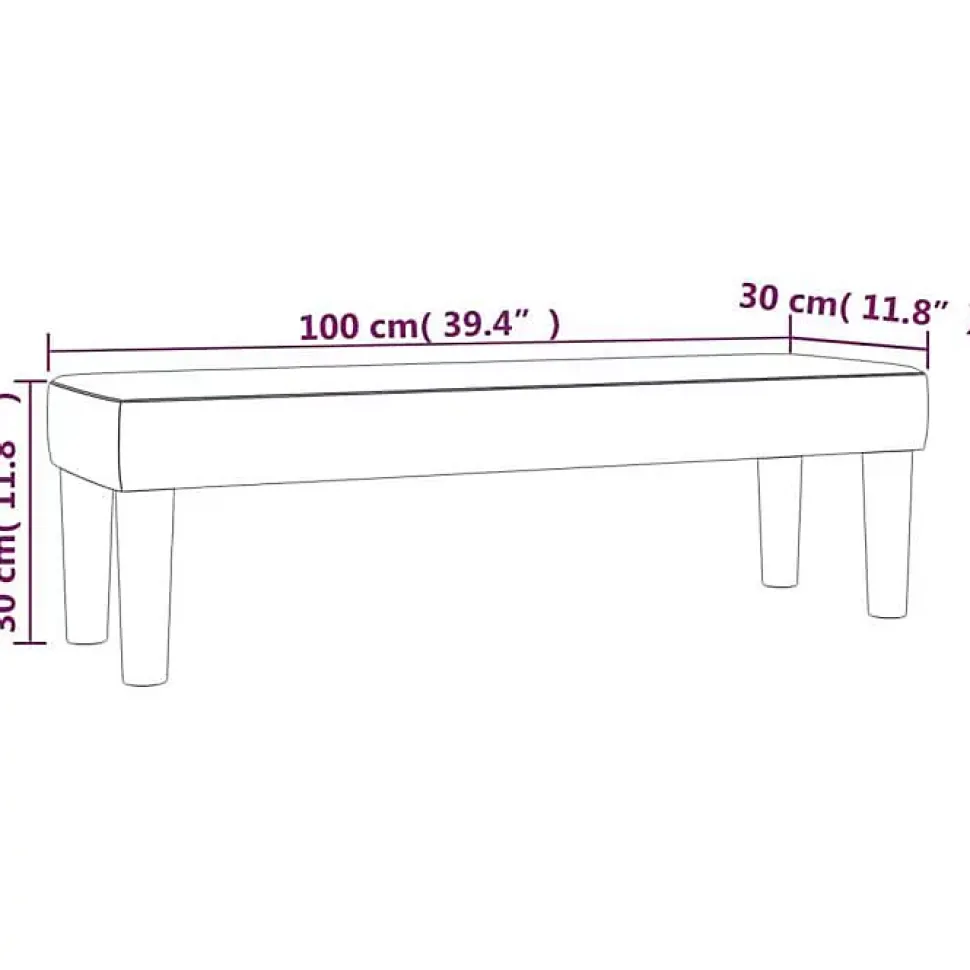 346646 vidaXL Banc Noir 100x30x30 cm Tissu
