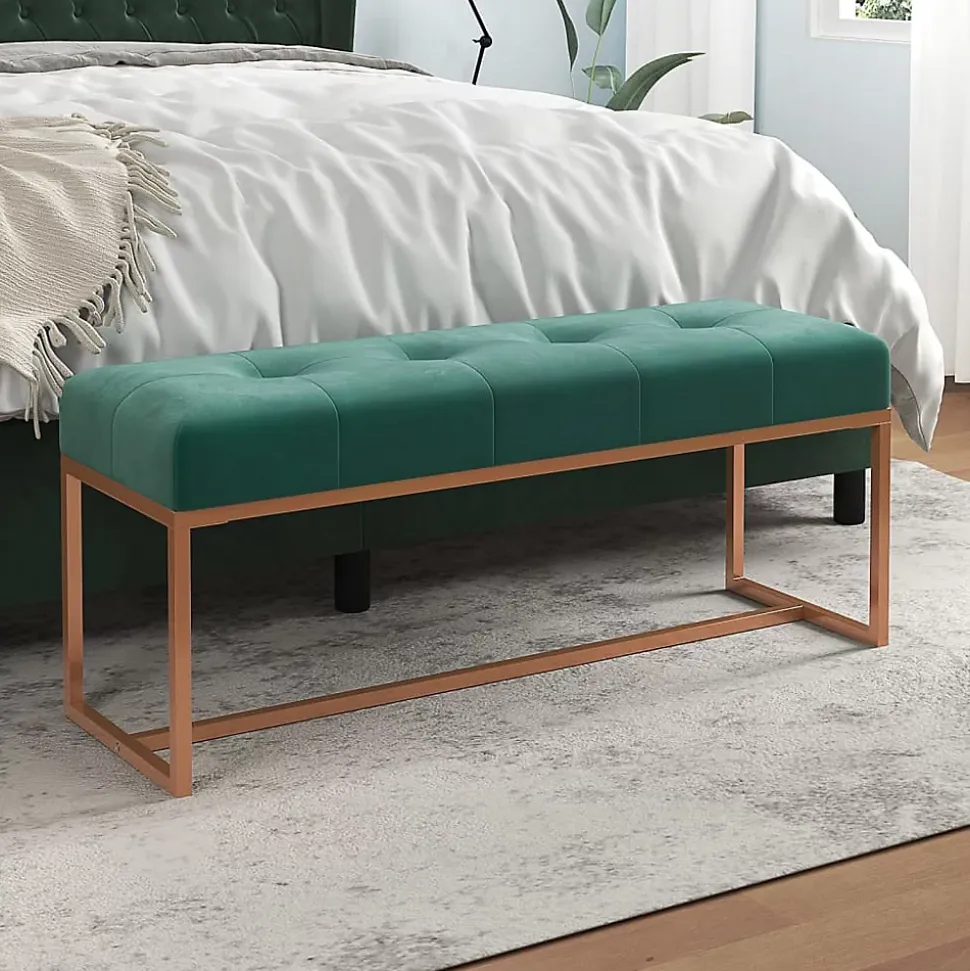 350601 vidaXL Banc Vert foncé 110x36x45 cm Velours