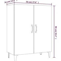 812105 vidaXL Buffet Blanc 70x34x90 cm Bois d'ingénierie