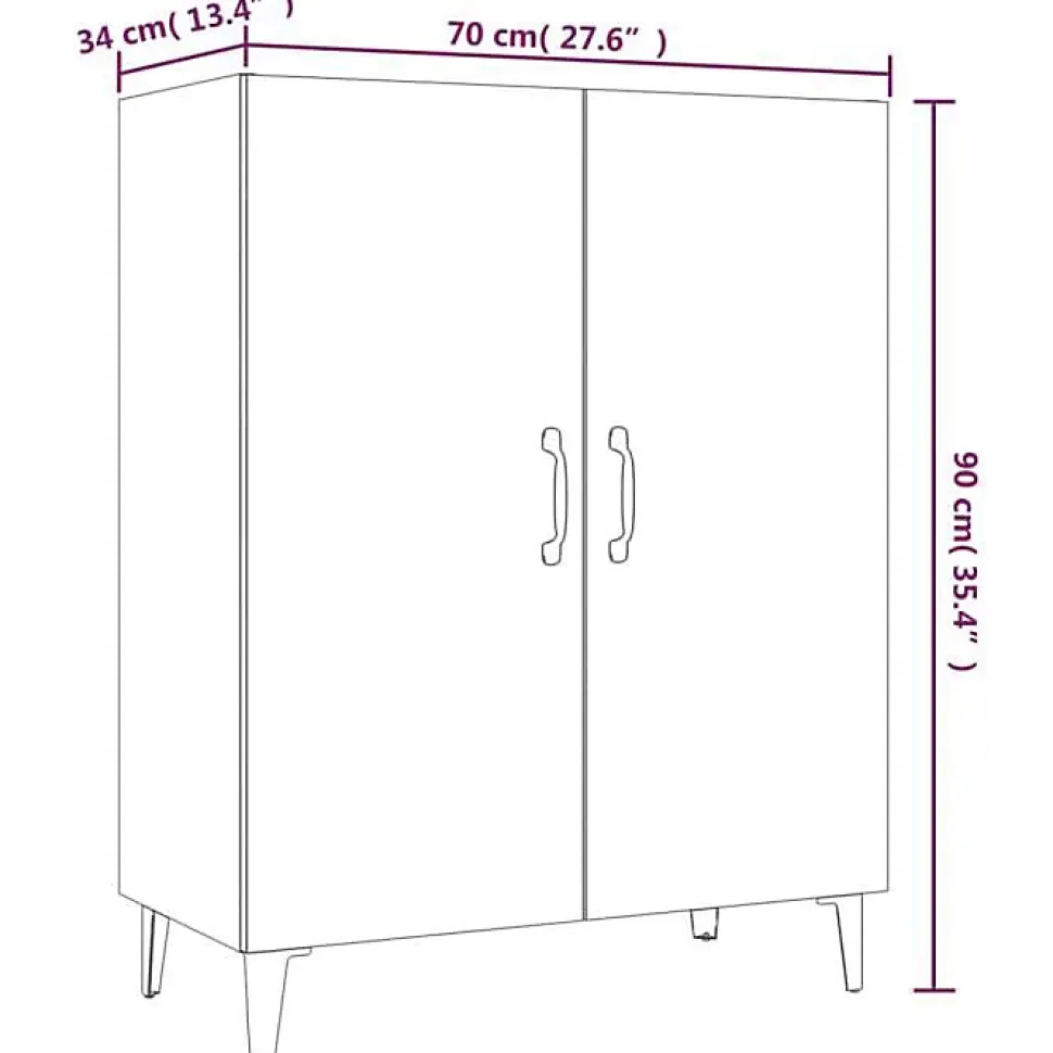 812105 vidaXL Buffet Blanc 70x34x90 cm Bois d'ingénierie