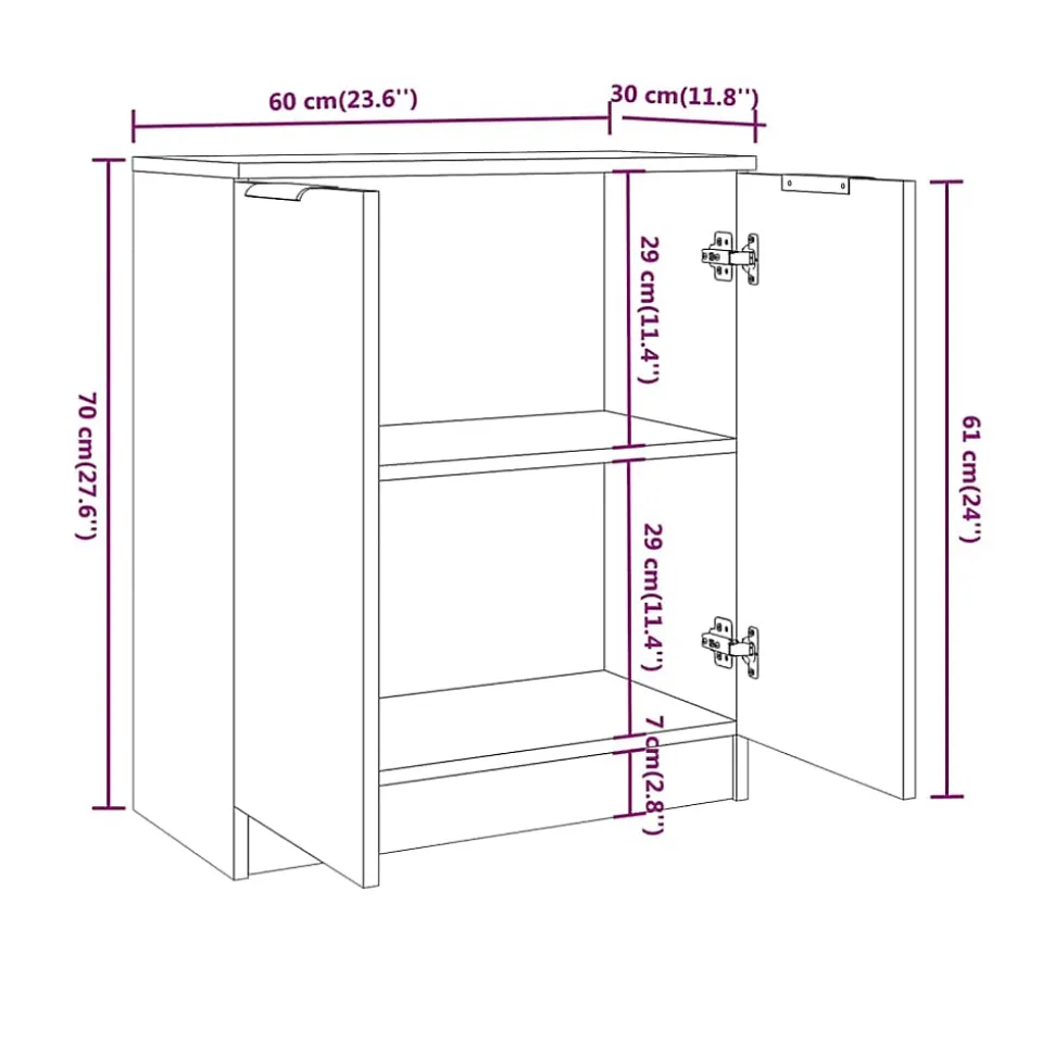 811061 vidaXL Buffet Blanc 60x30x70 cm Bois d'ingénierie