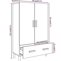 812528 vidaXL Buffet Blanc 70x31x115 cm Bois d'ingénierie