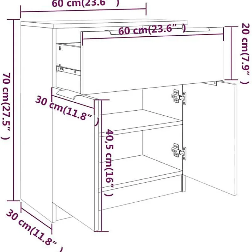 811091 vidaXL Buffet Chêne sonoma 60x30x70 cm Bois d'ingénierie