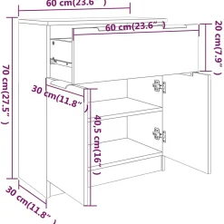 811091 vidaXL Buffet Chêne sonoma 60x30x70 cm Bois d'ingénierie