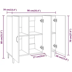 812504 vidaXL Buffet Chêne sonoma 90x34x80 cm Bois d'ingénierie