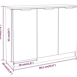 811191 vidaXL Buffet Gris béton 90,5x30x70 cm Bois d'ingénierie