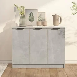 811191 vidaXL Buffet Gris béton 90,5x30x70 cm Bois d'ingénierie