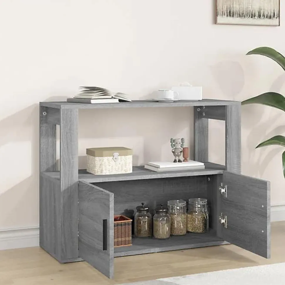 819458 vidaXL Buffet Sonoma gris 80x30x60 cm Bois d'ingénierie