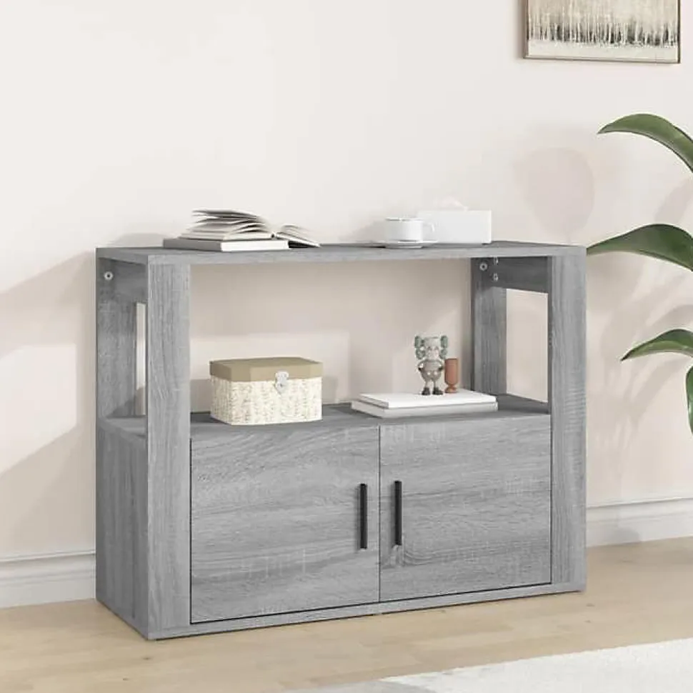 819458 vidaXL Buffet Sonoma gris 80x30x60 cm Bois d'ingénierie