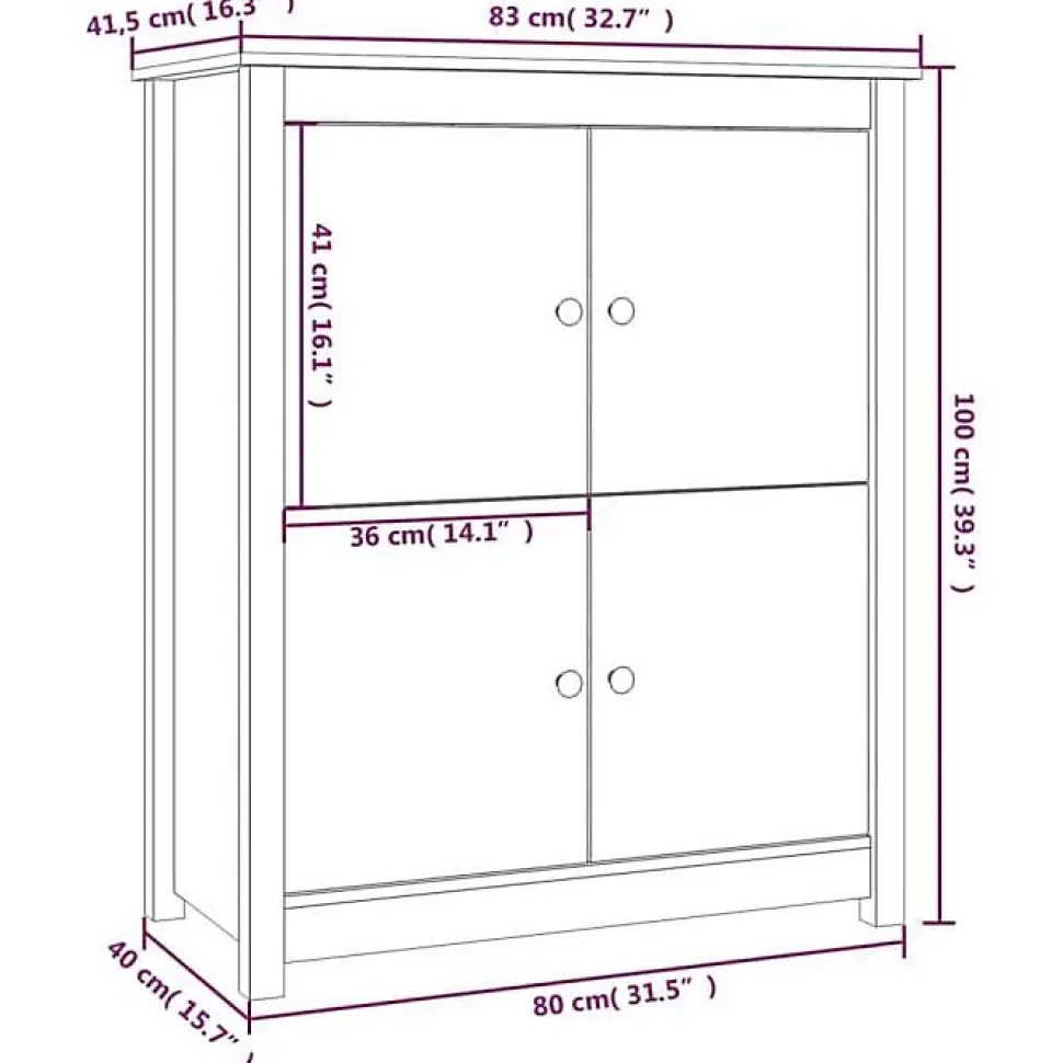 821507 vidaXL Buffet 83x41,5x100 cm Bois massif de pin
