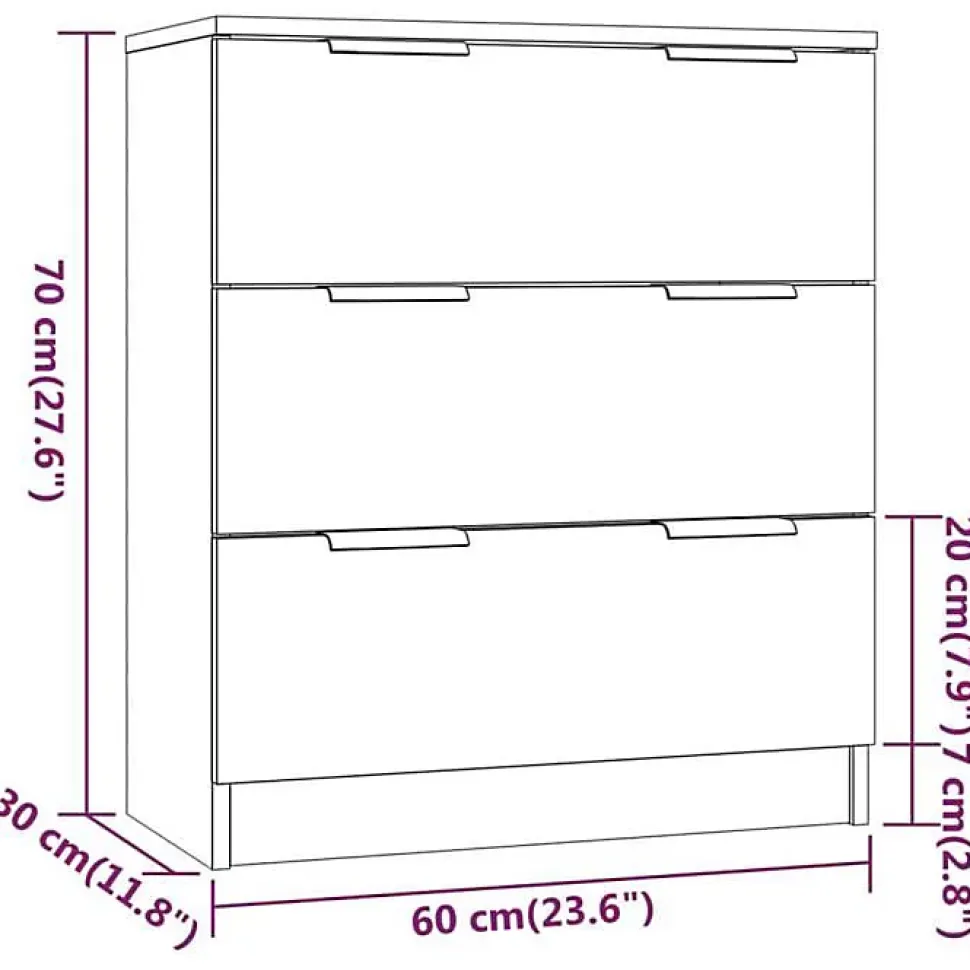3115782 vidaXL Buffets 3 pcs Chêne sonoma Bois d'ingénierie