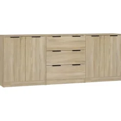 3115782 vidaXL Buffets 3 pcs Chêne sonoma Bois d'ingénierie