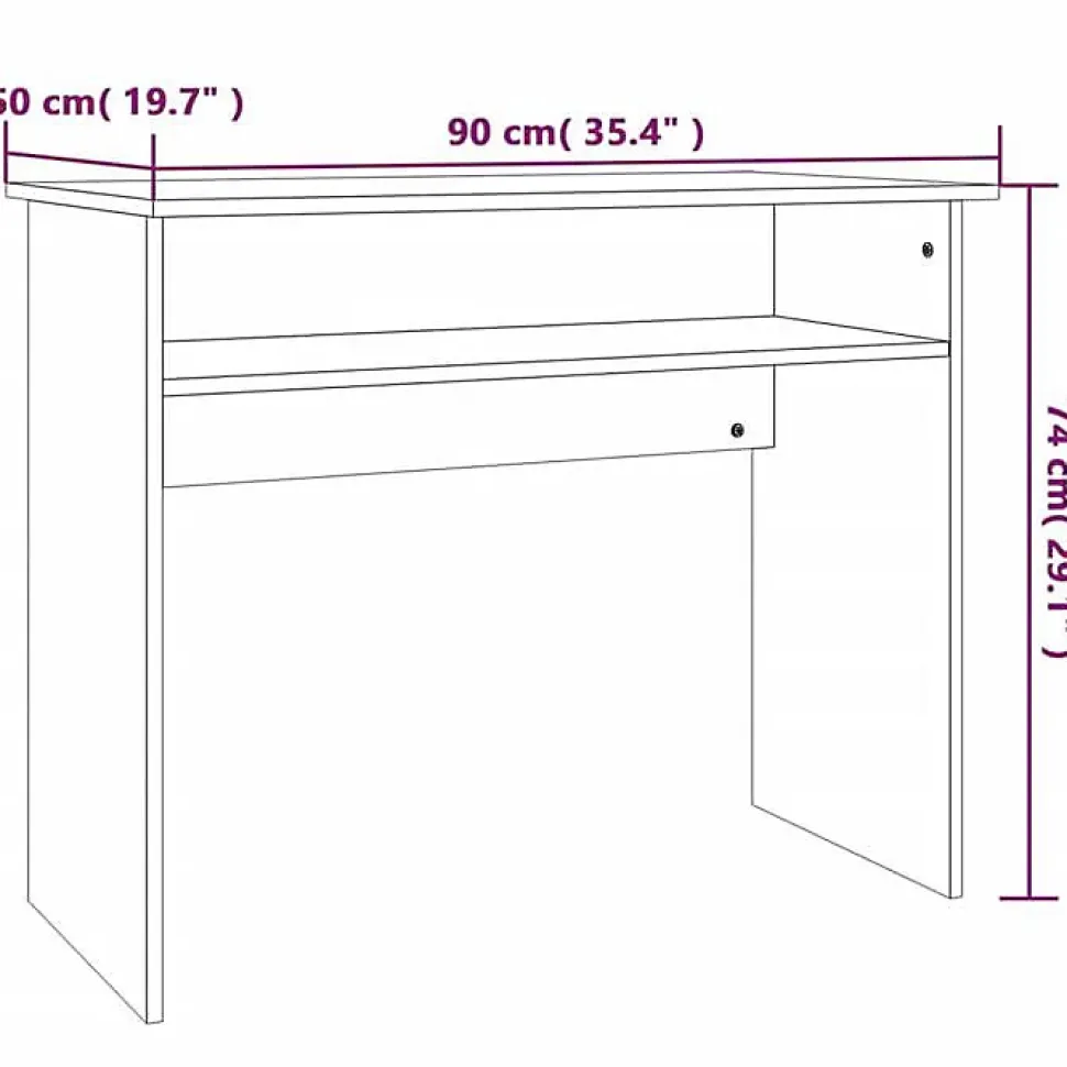 815462 vidaXL Bureau Chêne fumé 90x50x74 cm Bois d'ingénierie