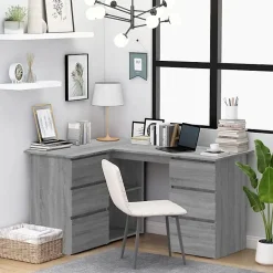 815442 vidaXL Bureau d'angle Sonoma gris 145x100x76 cm Bois d'ingénierie
