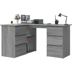 815442 vidaXL Bureau d'angle Sonoma gris 145x100x76 cm Bois d'ingénierie
