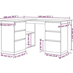 815442 vidaXL Bureau d'angle Sonoma gris 145x100x76 cm Bois d'ingénierie