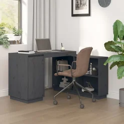814506 vidaXL Bureau Gris 110x50x75 cm Bois massif de pin