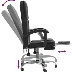 349619 vidaXL Fauteuil inclinable de bureau Noir Similicuir