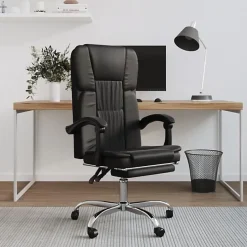 349619 vidaXL Fauteuil inclinable de bureau Noir Similicuir