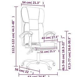 349617 vidaXL Fauteuil inclinable de bureau Gris clair Tissu