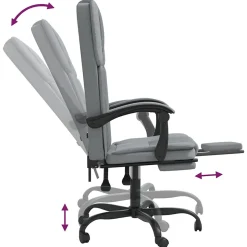 349617 vidaXL Fauteuil inclinable de bureau Gris clair Tissu