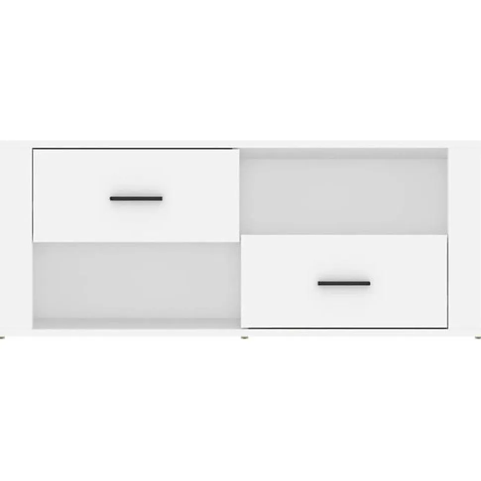 823099 vidaXL Meuble TV Blanc 100x35x40 cm Bois d'ingénierie