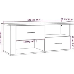 823099 vidaXL Meuble TV Blanc 100x35x40 cm Bois d'ingénierie