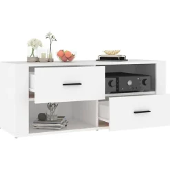 823099 vidaXL Meuble TV Blanc 100x35x40 cm Bois d'ingénierie