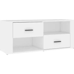 823099 vidaXL Meuble TV Blanc 100x35x40 cm Bois d'ingénierie