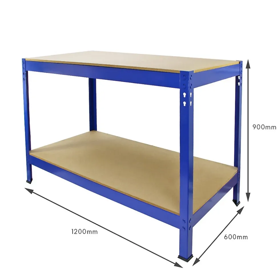 3 x Etagères 90 cm & 1 Etabli de Travail Bleu - Q-Rax