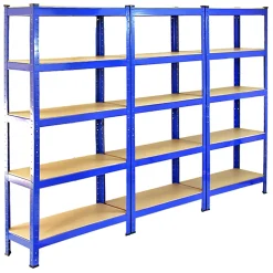 3 x Monster Racking T-Rax Rayonnage Étagère Robuster, Bleu, 75cm L, 30cm P