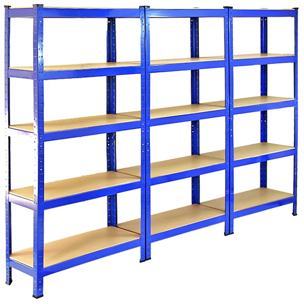 3 x Monster Racking T-Rax Rayonnage Étagère Robuster, Bleu, 75cm L, 30cm P