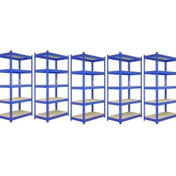 5 x Rayonnages Q-Rax en Acier Sans Boulons Bleus