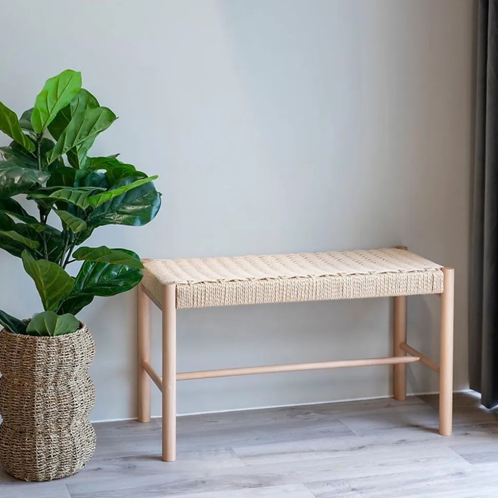 Abano - Banc en bois et corde tressée L80cm - Naturel