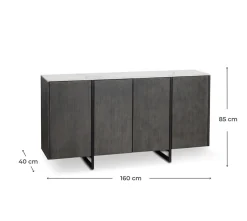 Alpha Buffet 4 portes (160x40xH 85 cm) en céramique gris foncé