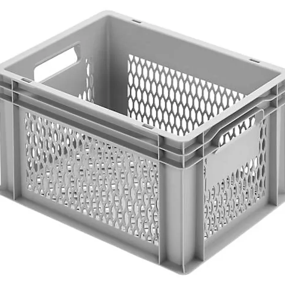 Alutec 75045 Bac plastique grillagé 400 x 235 x 300 mm - gris, poignées ergonomiques, alimentaire