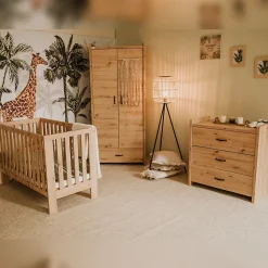 AMELIA II Ensemble bébé commode à langer et lit évolutif 120x60 Chêne sans tiroir