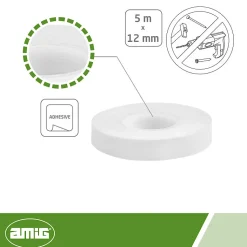 AMIG - Ruban adhésif à deux côtés 512 - 5 m x 12 mm - Blanc