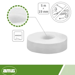 AMIG - Ruban adhésif à deux côtés 513 - 5 m x 19 mm - Blanc