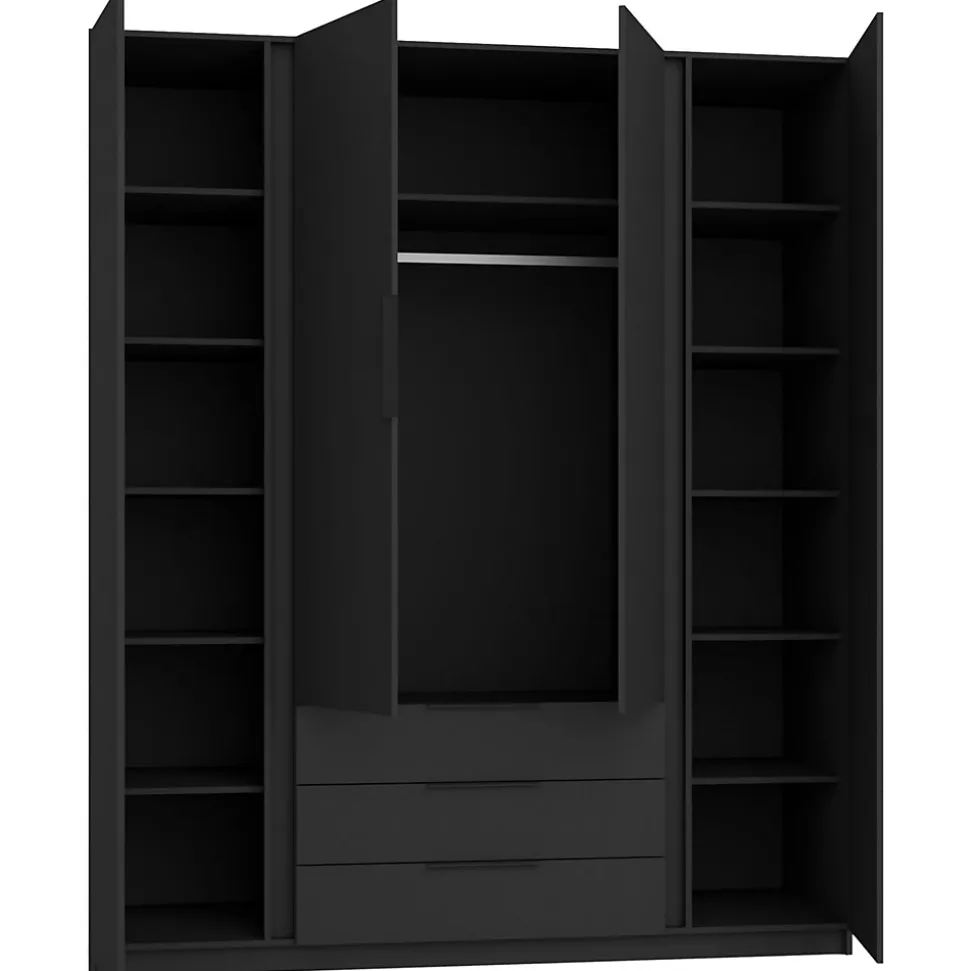 Armoire à 4 portes avec 3 tiroirs 200 cm KAJA noir