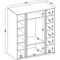 Armoire à 4 portes avec 3 tiroirs 200 cm KAJA noir