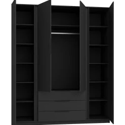 Armoire à 4 portes avec lamelles et 3 tiroirs 200 cm KAJA chêne evoke