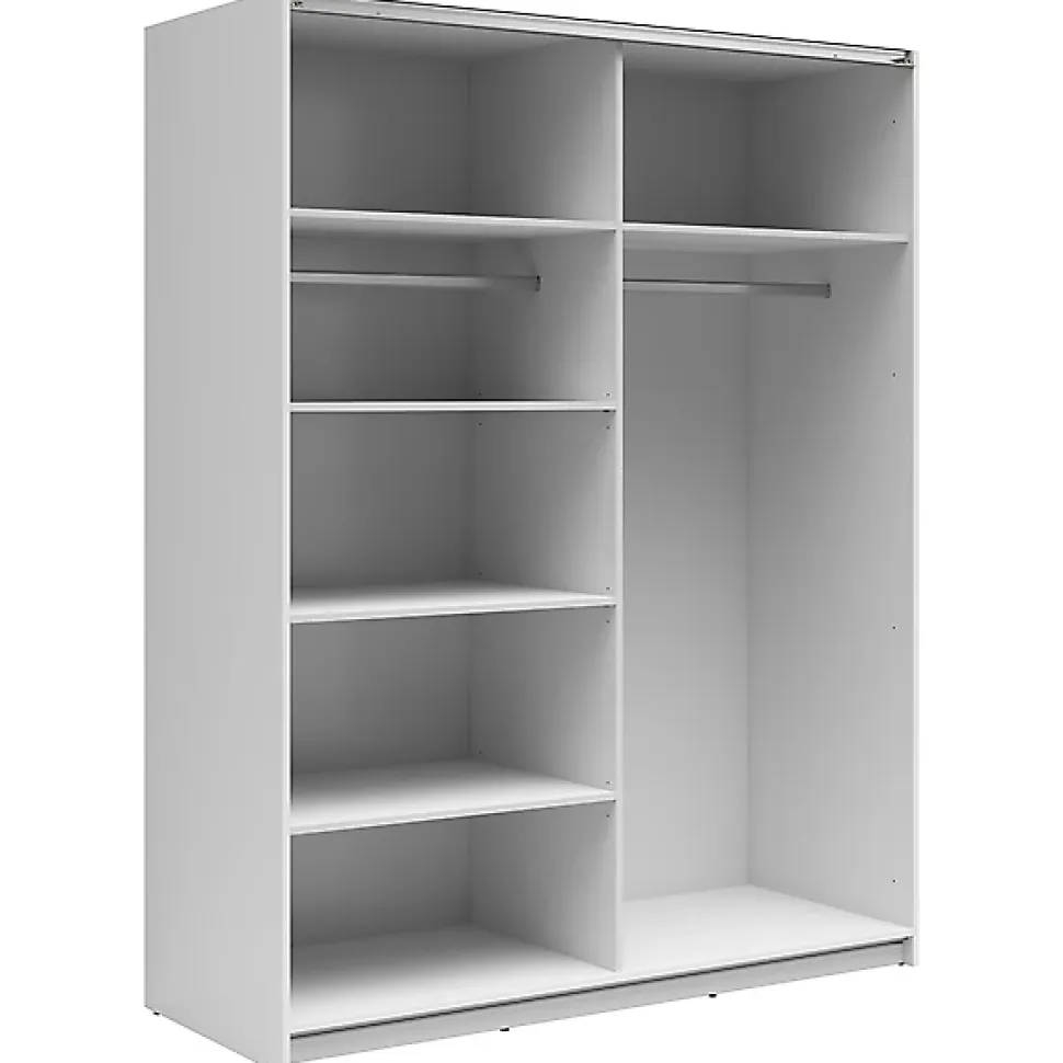 Armoire à 2 portes coulissante coloris Blanc brillant/Chêne wotan - Longueur 153,5 x Profondeur 60 x Hauteur 195,5 cm