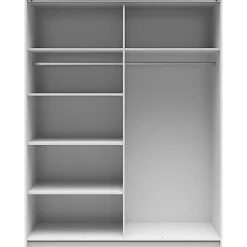 Armoire à 2 portes coulissante coloris Blanc brillant/Chêne wotan - Longueur 153,5 x Profondeur 60 x Hauteur 195,5 cm