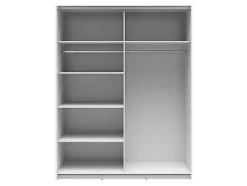 Armoire à 2 portes coulissante coloris Blanc brillant/Chêne sonoma - Longueur 153,5 x Profondeur 60 x Hauteur 195,5 cm