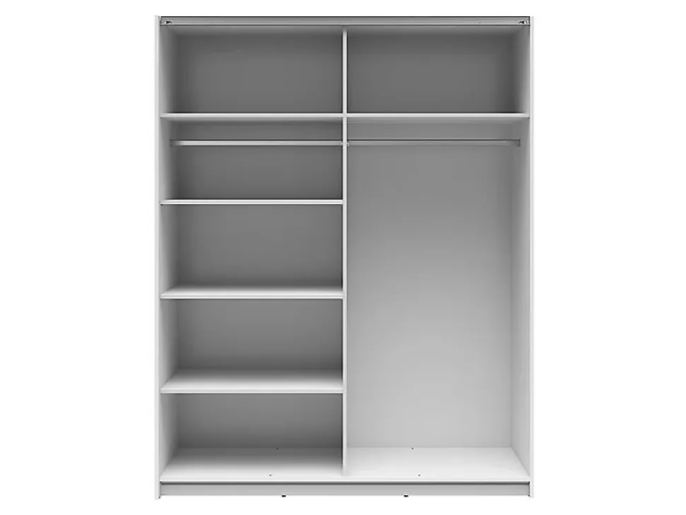 Armoire à 2 portes coulissante coloris Blanc brillant/Chêne sonoma - Longueur 153,5 x Profondeur 60 x Hauteur 195,5 cm