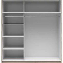 Armoire à 2 portes coulissante coloris Chêne sonoma/Blanc brillant - Longueur 183 x Profondeur 60 x Hauteur 195,5 cm