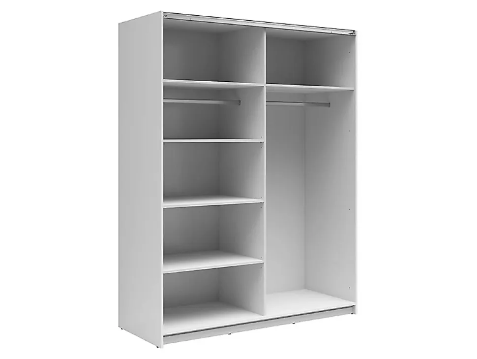 Armoire à 2 portes coulissante coloris Blanc brillant - Longueur 153,5 x Profondeur 60 x Hauteur 195,5 cm